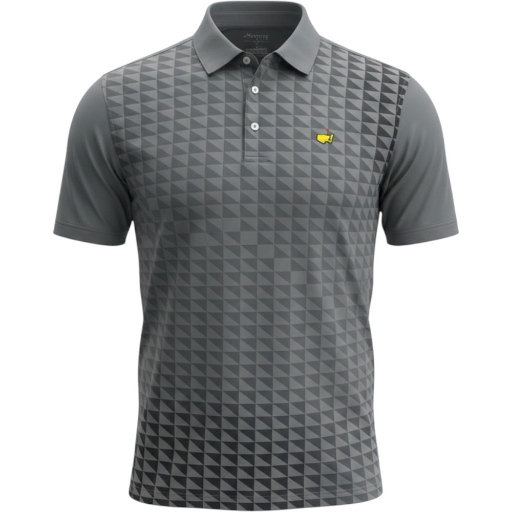 Masters Tech Mens Golf Polo Shirt Large Gray Geometric Triangle MT1810-915